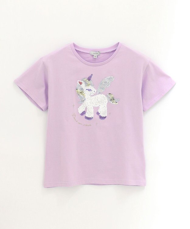 ANY KIDS ミラクルスパンコール 半袖 Tシャツ ラベンダー×ユニコーン