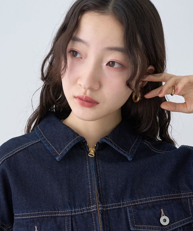 earth music&ecology ショートジップデニムジャケット Indigo