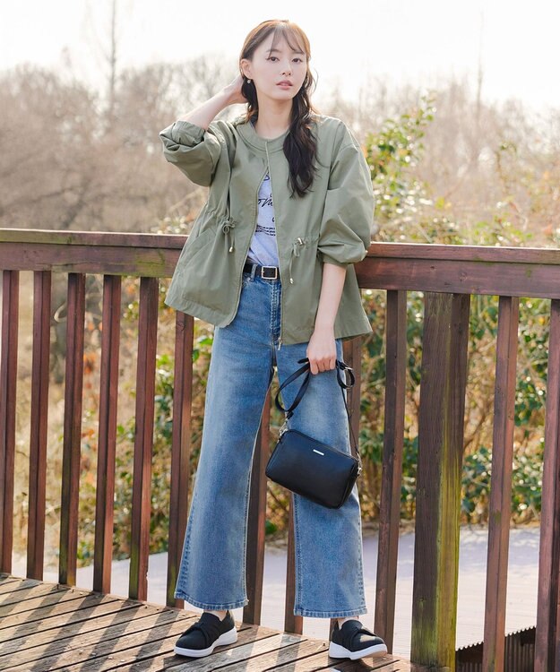 Tiaclasse 【新色追加・洗える】メモリーノーカラードロストブルゾン ライトカーキ