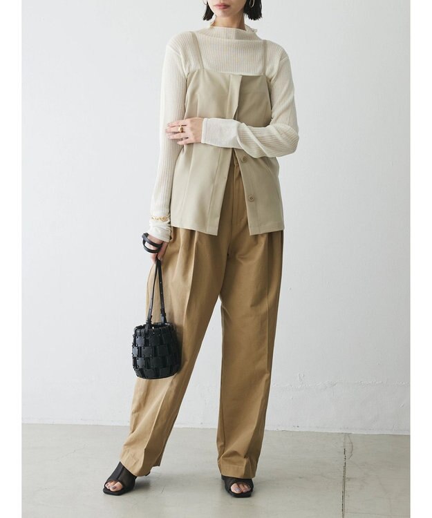 Green Parks AnriettMusee ラメ切替スリーブリブシアーニット Off White