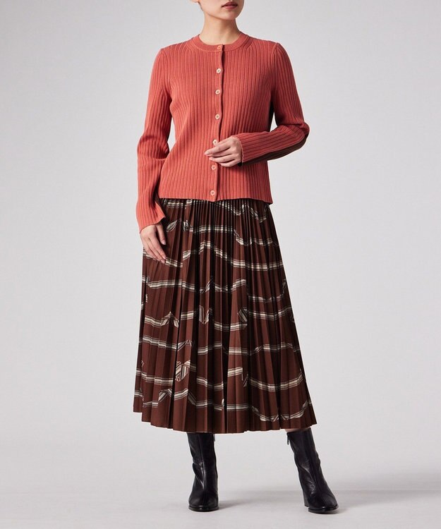 Paul Smith Signature Stripe リボン プリーツスカート ダークレッド