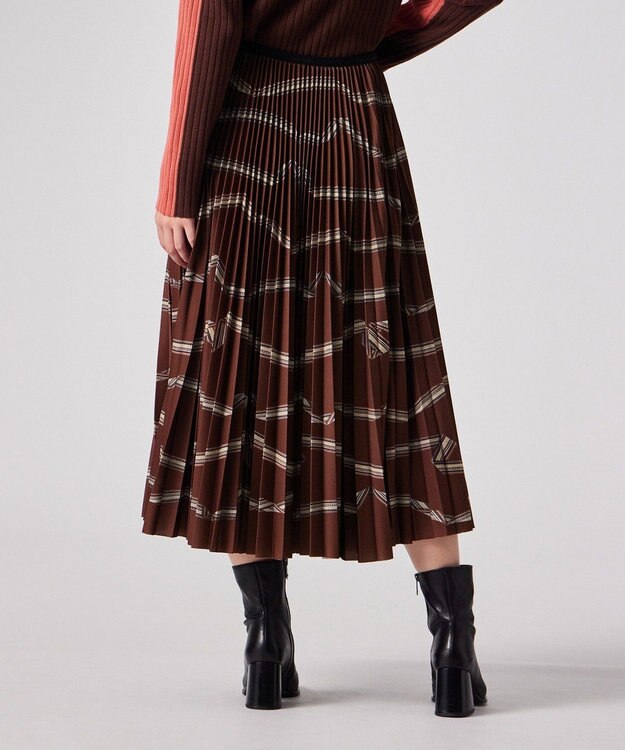 Paul Smith Signature Stripe リボン プリーツスカート ダークレッド