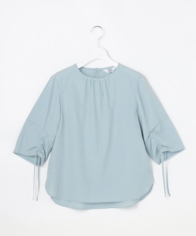 J.PRESS LADIES L 【一枚で着映え】アセVisギンガム ギンガム ブラウス シーグリーンチェック系