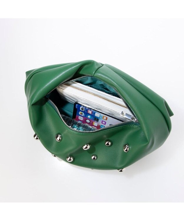 UNBILLION カシュカシュ cachecache / スタッズワンハンドルバッグ グリーン
