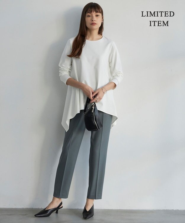 ICB L 【WEB限定・洗える】ヴィスコースストレッチポンチ イレギュラーヘムプルオーバー オフホワイト系