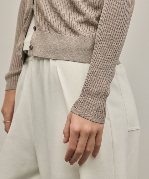 GRACE CONTINENTAL ハイゲージラメニットカーディガン グレー