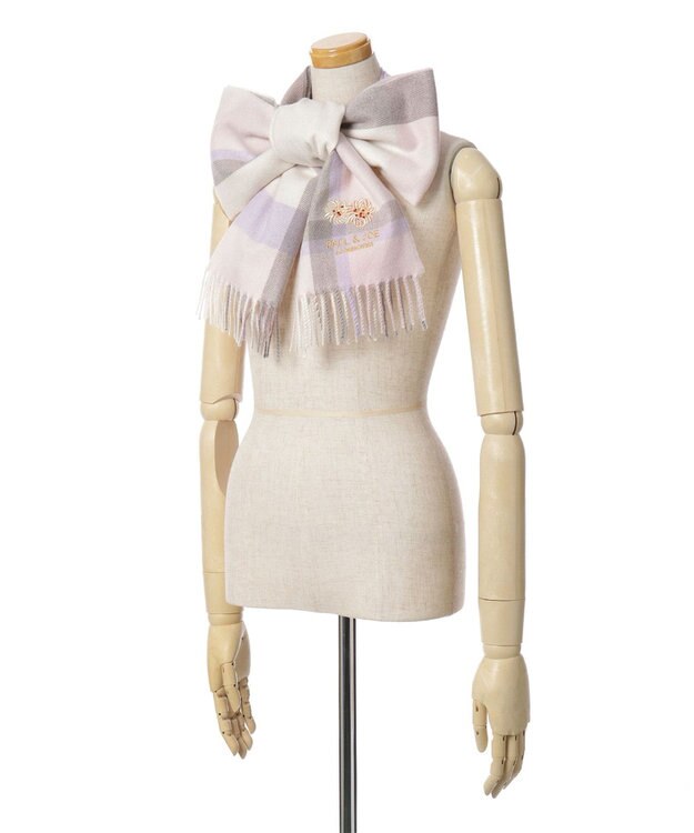 MOONBAT 【FUDGE11月号掲載】PAUL & JOE ACCESSOIRES クリザンテーム刺繍ムースタッチマフラー（パッケージ入り） ピンク