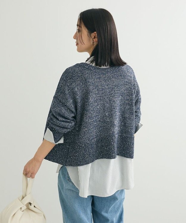 Green Parks ２ｗａｙ　スパンコールニットプルオーバー Navy