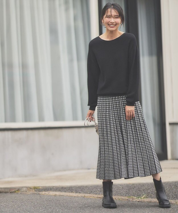 ANY L 【ウエストゴム/洗濯機可能】ハンドトゥースセットアップ ブラック×オフ