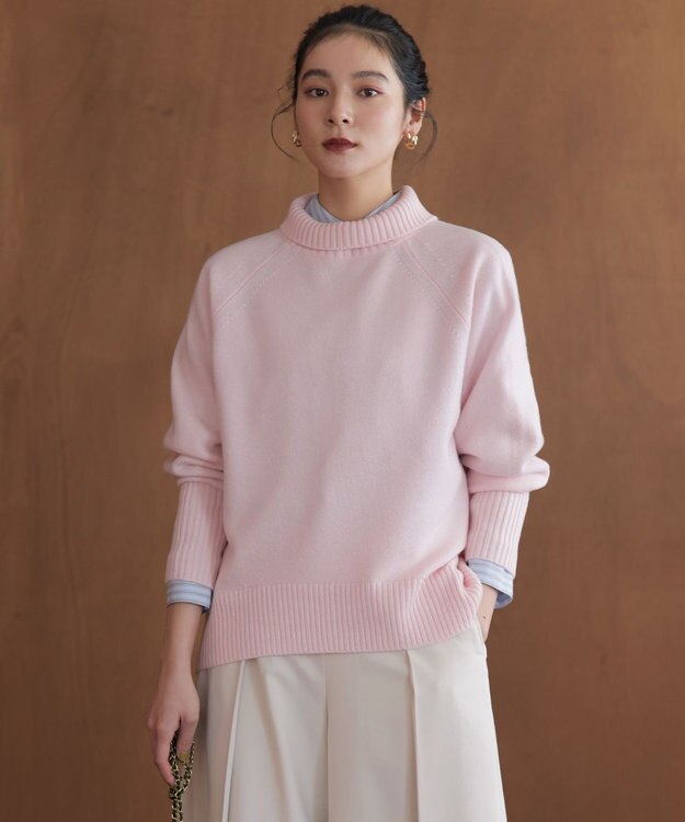 組曲 S ウールカシミヤミックス ロールネックニット ピンク系
