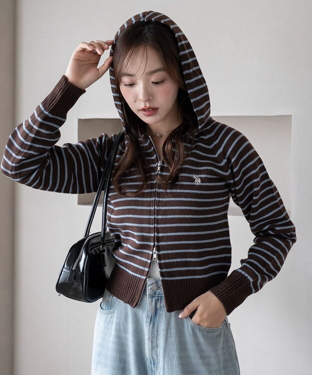 WEGO 【新色追加】別注USPOLOWZIPニットPK ブラウンボーダー