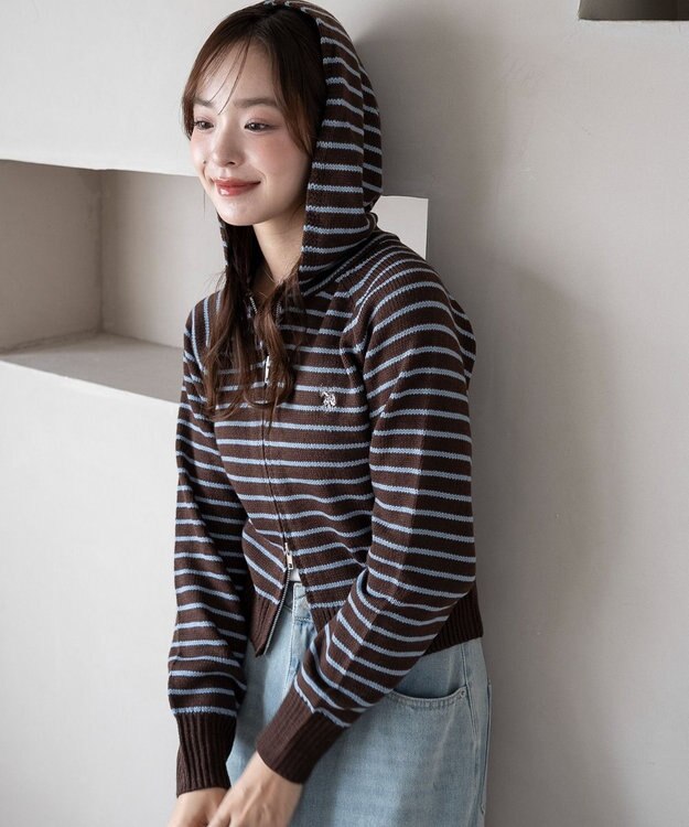 WEGO 【新色追加】別注USPOLOWZIPニットPK ブラウンボーダー