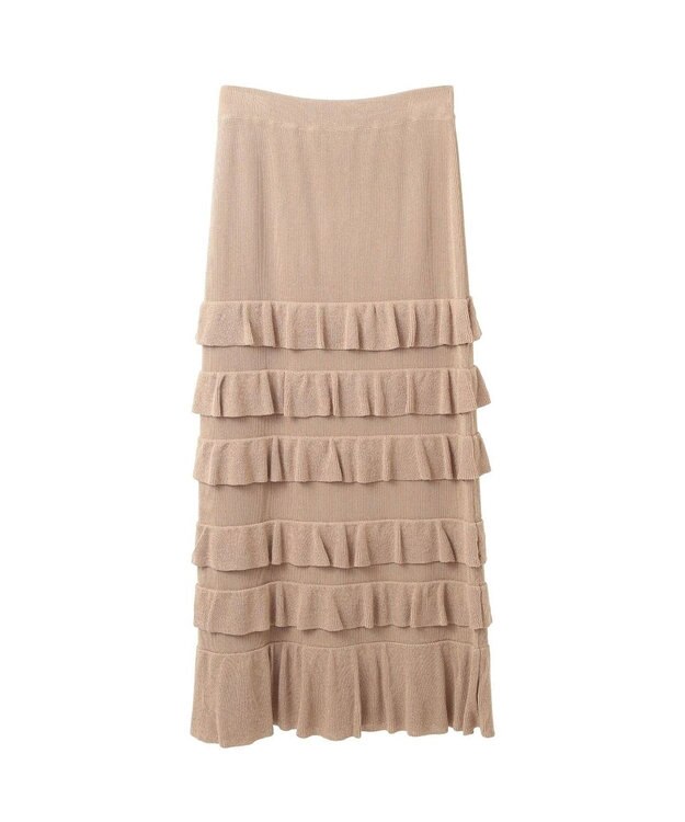 YECCA VECCA ティアードフリルラメニットスカート Beige