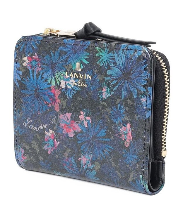 LANVIN en Bleu ブルーデイジー Lファスナー二つ折り財布 ブルー