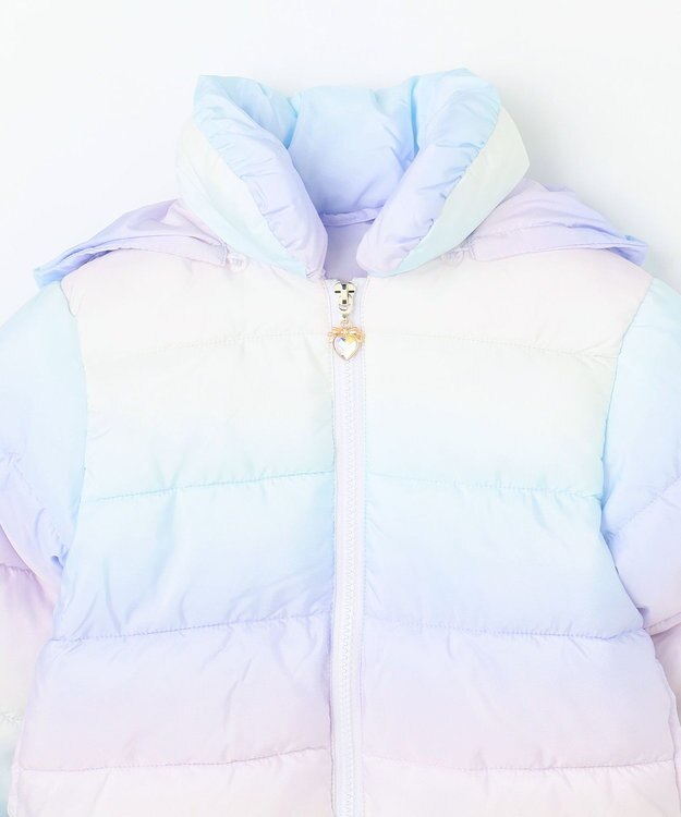 ANY KIDS 【フード取り外し/洗濯機可能】中綿フリル リボンコート レインボー