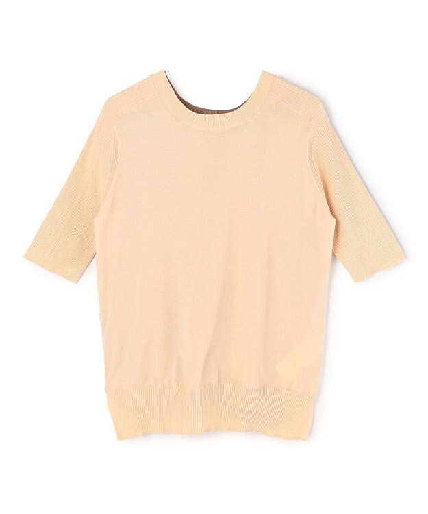 BEIGE， JULIE / コットンシルク 2WAY半袖ニット Peach