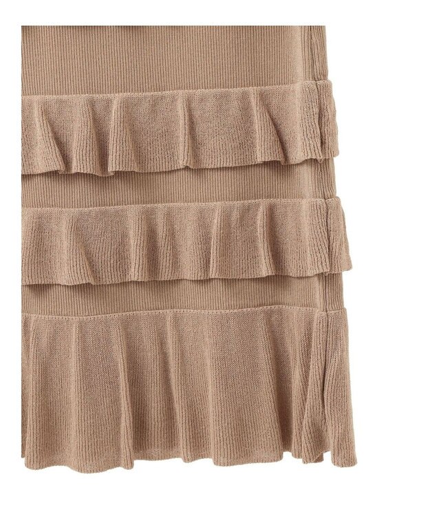 YECCA VECCA ティアードフリルラメニットスカート Beige