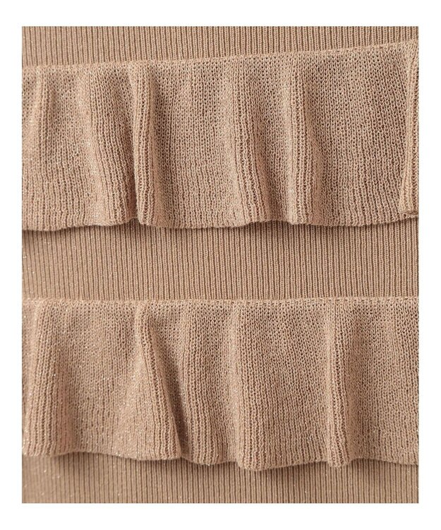 YECCA VECCA ティアードフリルラメニットスカート Beige