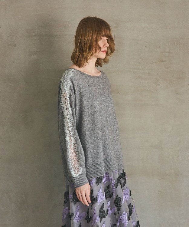 GRACE CONTINENTAL レーススリーブトップ グレー