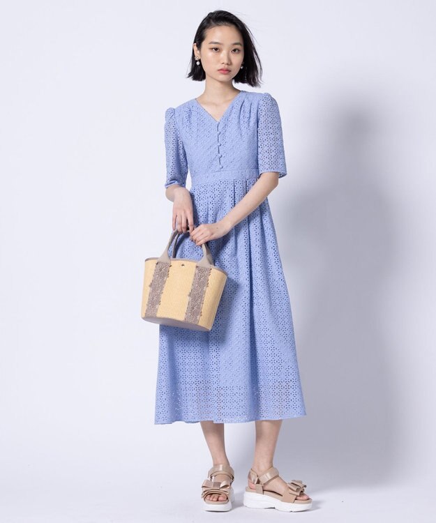 TOCCA 【洗える・消臭】FLOWER OF ZELLIGE ドレス アイスブルー