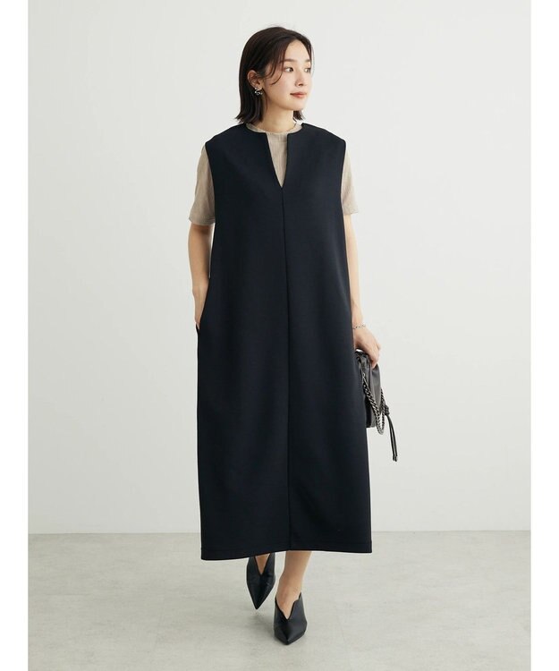 Green Parks キーネックダンボールジャンスカ Black