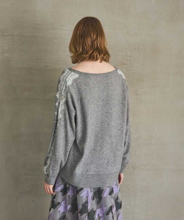 GRACE CONTINENTAL レーススリーブトップ グレー