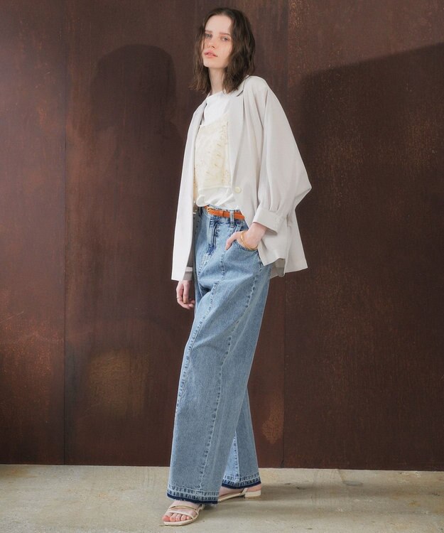 YECCA VECCA 【2点SET】刺繍メッシュキャミセットコットンTee Light Beige