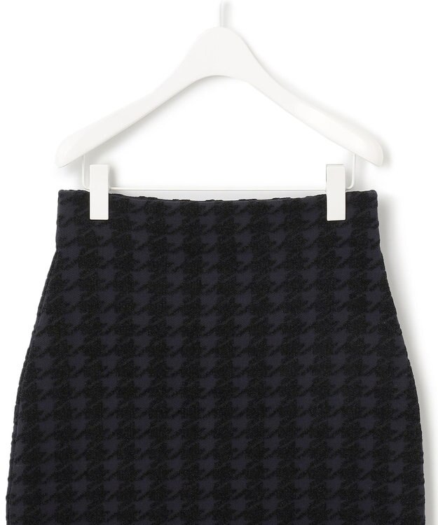 ICB 【洗える】ハウンドトゥースパターン ニットスカート ネイビー系