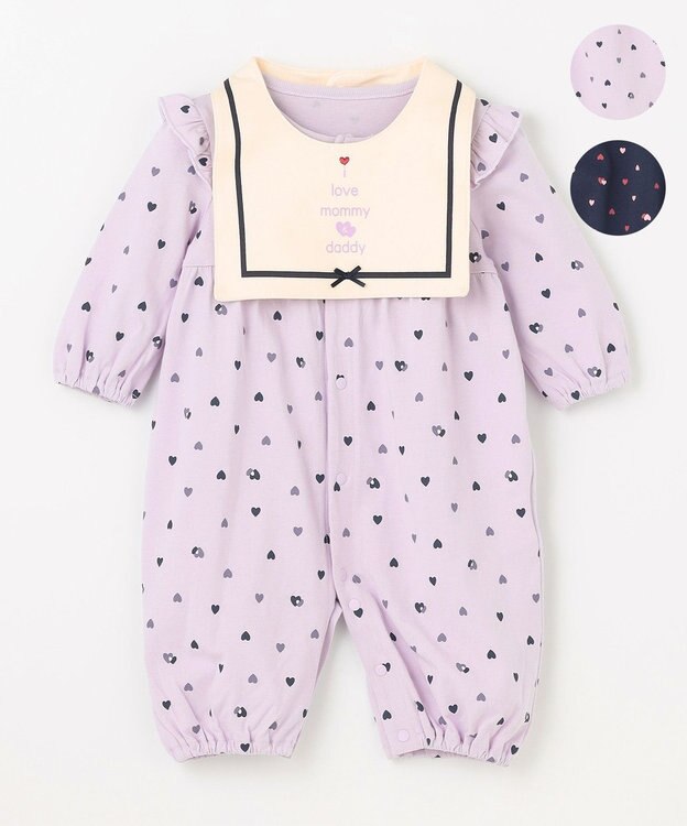 組曲 KIDS 【70㎝】LOVE Parent ロンパース ラベンダー系