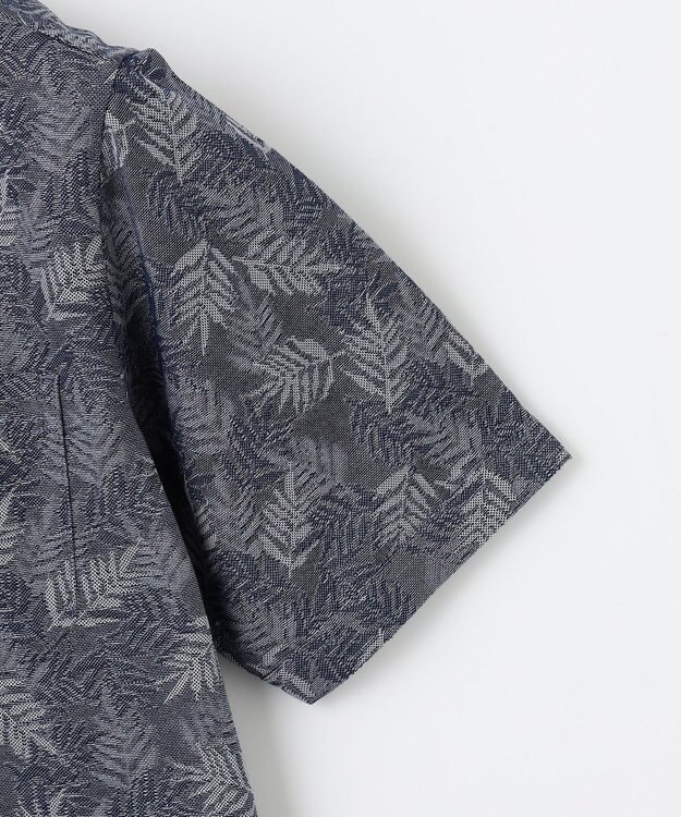 JOSEPH ABBOUD 【吸水速乾】リーフ柄ジャガード 半袖 ポロシャツ ダルブルー系