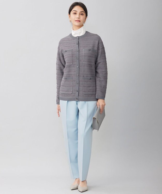 自由区 【WEB限定カラーあり・洗える】テクスチャーコットンブレンドニット アウター グレー