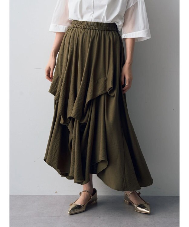 YECCA VECCA アシメデザインスカート Khaki