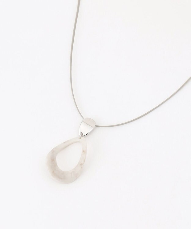 J.PRESS LADIES マーブルオーバルネックレス ライトグレー系
