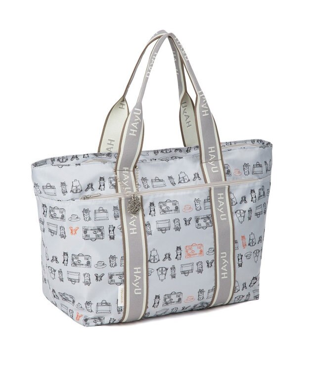 ACE BAGS & LUGGAGE HAyU × ace.  フォールディング 折り畳みトートバッグ 猫柄 30L 17862 ライトベージュ柄