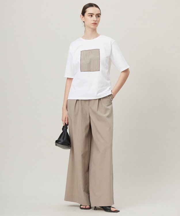 ICB 【日本製・接触冷感・UVケア・洗える】ペイズリーレノクロス TEE オフホワイト系