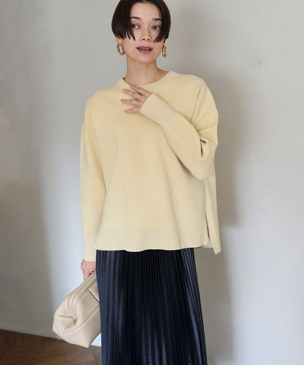 UNFILO 【洗える】スポンジ ニット プルオーバー イエロー