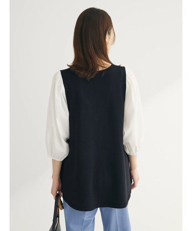 Green Parks ベスト風ドッキングニットプルオーバー Black