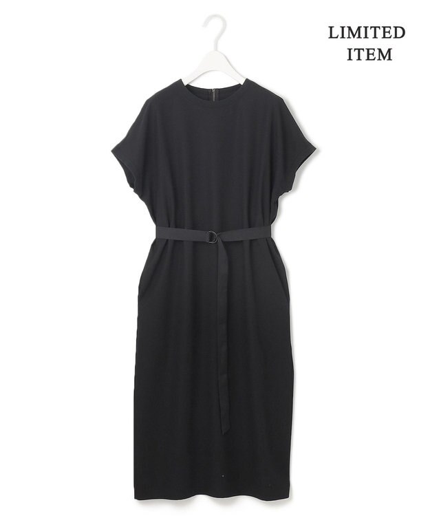 ICB L 【WEB限定・接触冷感・UVケア・速乾・防シワ・洗える】 FluidBackSatin  ワンピース ブラック系