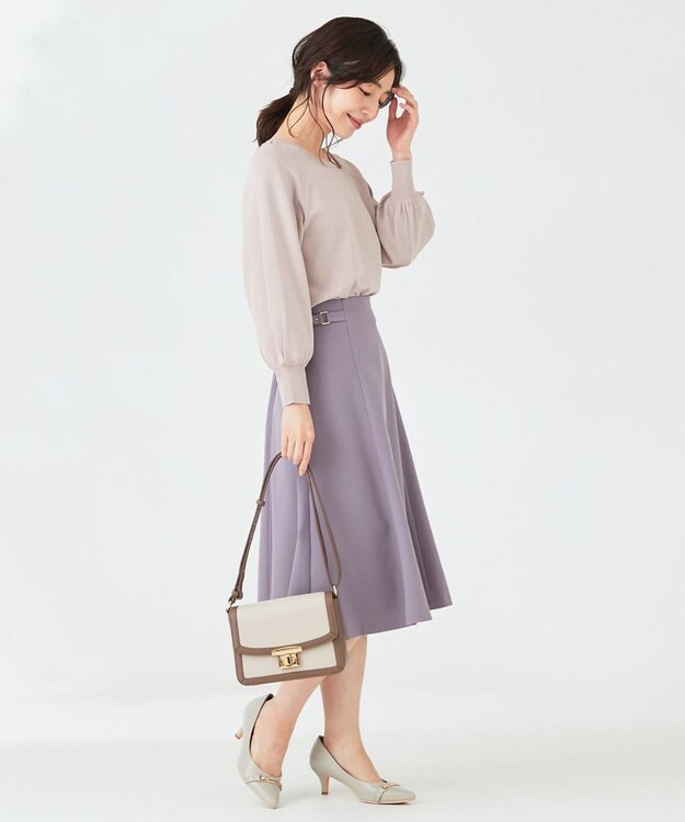 ANY SIS 【洗える】タックポイント ニット ローズグレー