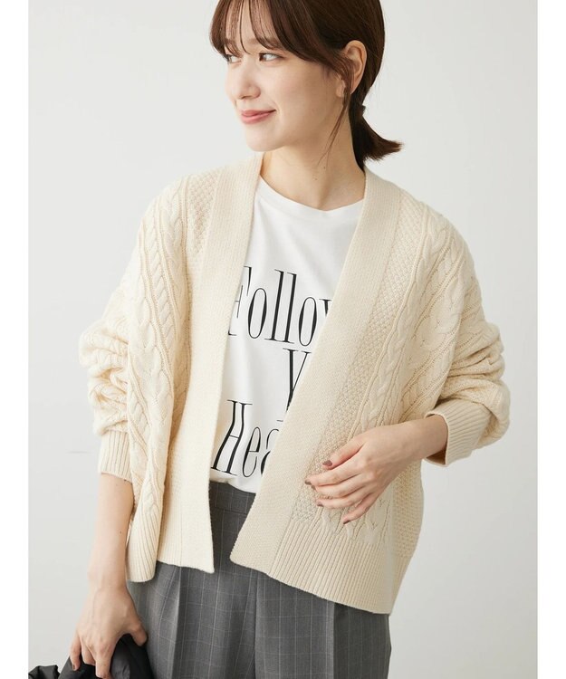 Green Parks ・Ｐｅｔｉｔ　Ｆｌｅｕｒ　ロゴｐｔフレアスリーブロンＴ Off White