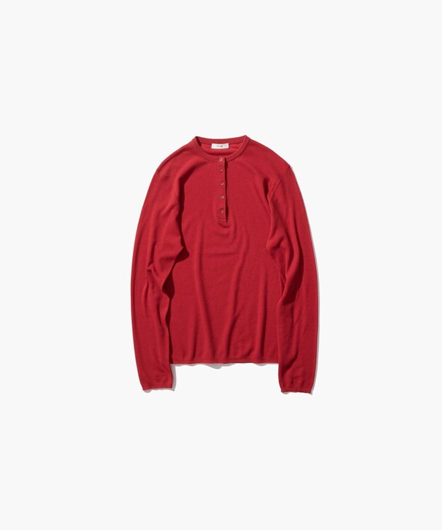 ATON ROYAL WOOL CIRCULAR RIB | ヘンリーネックセーター RED