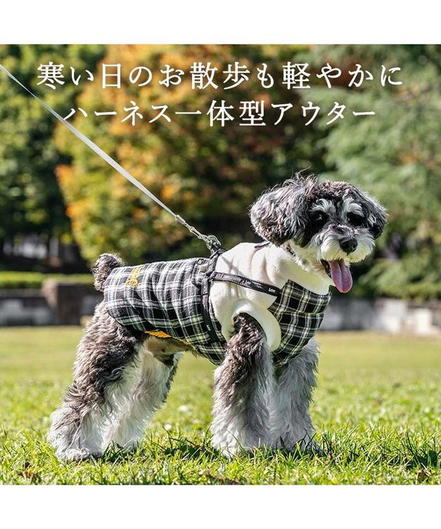 PET PARADISE Lee アウターハーネス 《チェック》 小型犬 ブラック×ホワイト