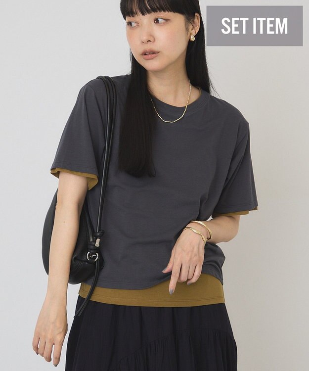 AMERICAN HOLIC 【2点セット】レイヤードシアーTシャツ Charcoal Gray