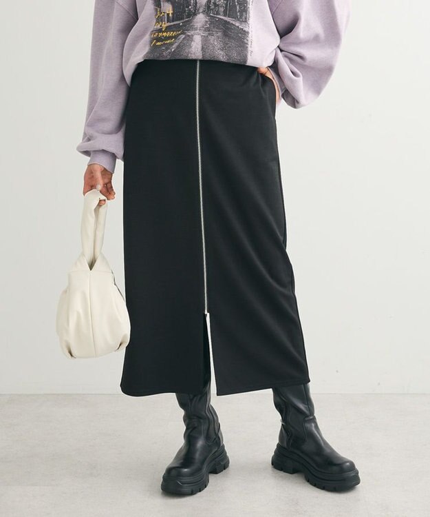 Green Parks あったからくスレ　フロントＺＩＰスカート Black
