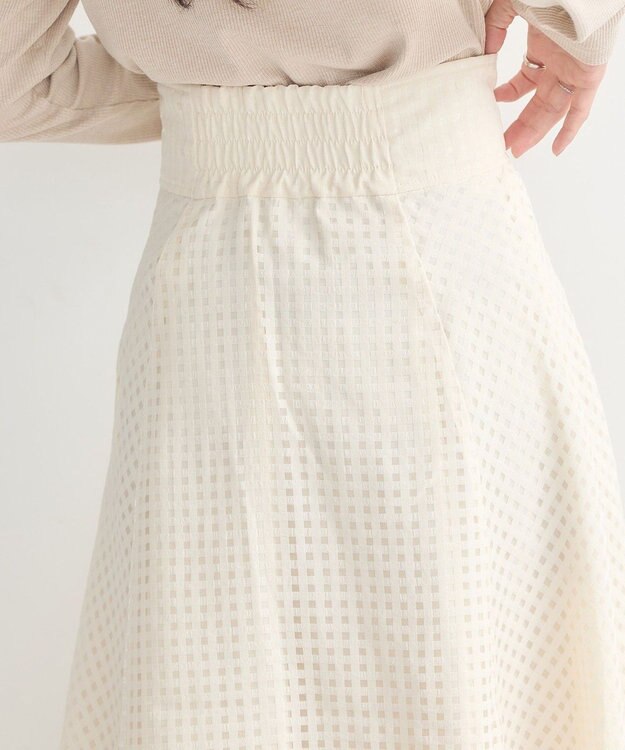 earth music&ecology シアーチェックスカート Ivory