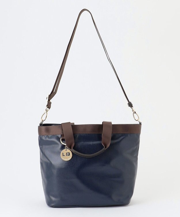 LA BAGAGERIE 【コットン×ポリウレタン】シャイニーミニトート ネイビー