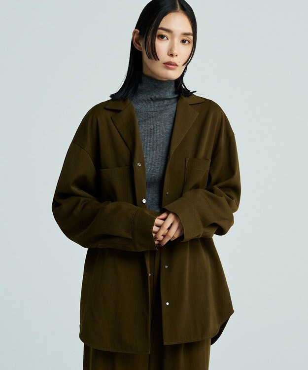 uncrave 【UNISEXあり】ギャバジン シャツ（uncrave WHITE） ブラウンカーキ