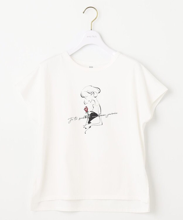 ANY SIS 【JIJI × any SiS】イラストフレンチスリーブ Tシャツ オフホワイト