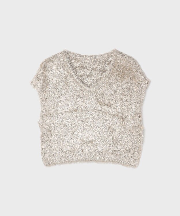 GRACE CONTINENTAL ラメフェザーベスト ベージュ