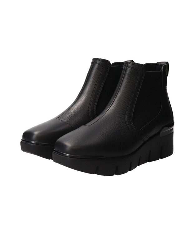 INTER-CHAUSSURES 【BUSSOLA】サイドゴアレザーショートブーツ ブラック